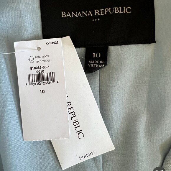 Banana Republic NEW Linen Blend Double Breasted Blazer In Powder Blue Size 10 - Picture 15 of 16